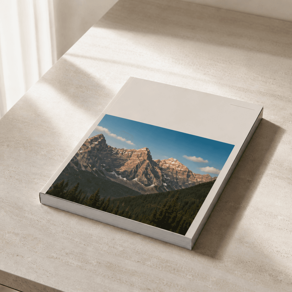 Travel magazine with a colorful landscape cover on a clean surface